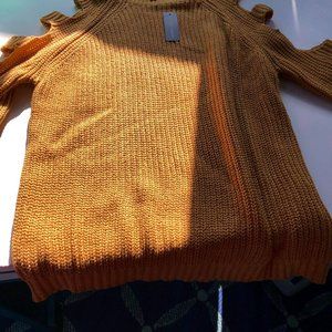 Cut Out Long Sleeve Mustard Sweater Size L NWT